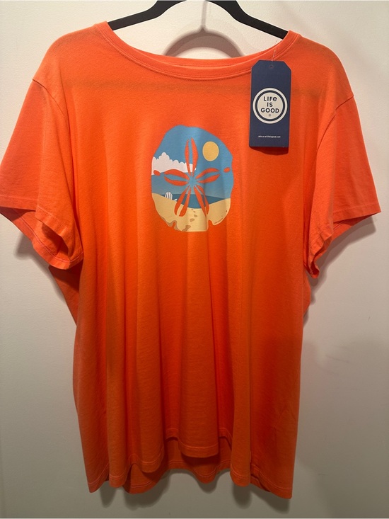 Life Is Good Tops - NEW Life Is Good Orange Sand Dollar Graphic Tee XXL